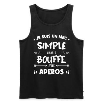 Un mec simple, bouffe et apéro - Débardeur bio Premium Homme - noir - Devant - Michal (187cm)