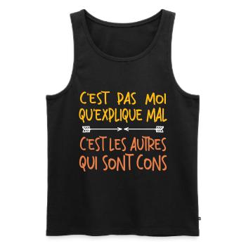 C'est Pas Moi Qui explique Mal - Débardeur bio Premium Homme - noir - Devant - AI Model Male 178 light (178cm)