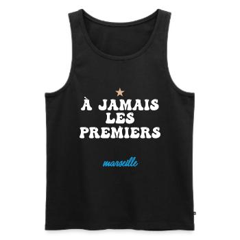 À JAMAIS LES PREMIERS (bleu) - Débardeur bio Premium Homme - noir - Devant - AI Model Male 178 light (178cm)