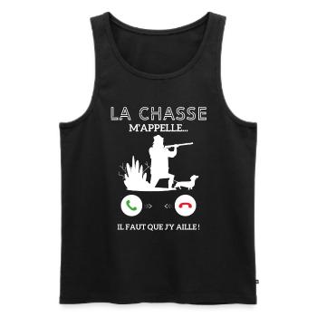La Chasse m'appelle faut que j'y aille ! - Débardeur bio Premium Homme - noir - Devant - Michal (187cm)