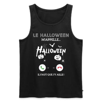 le halloween m'appelle il faut que j'y aille - Débardeur bio Premium Homme - noir - Devant - AI Model Male 178 light (178cm)