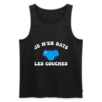 Je m'en bats les couches - Débardeur bio Premium Homme - noir - Devant - AI Model Male 178 light (178cm)