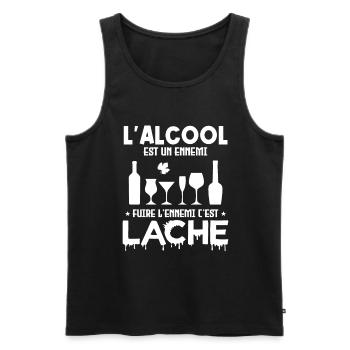 L'alcool est un ennemi - Débardeur bio Premium Homme - noir - Devant - AI Model Male 178 light (178cm)