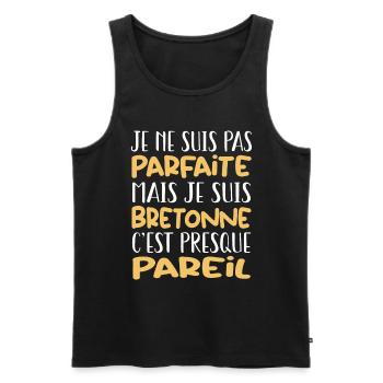 Cadeau Par parfaite mais Bretonne - Débardeur bio Premium Homme - noir - Devant - Michal (187cm)