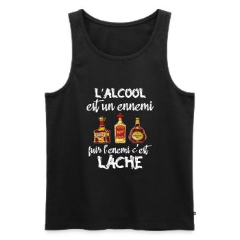 L'alcool est un ennemi - Débardeur bio Premium Homme - noir - Devant - AI Model Male 178 light (178cm)