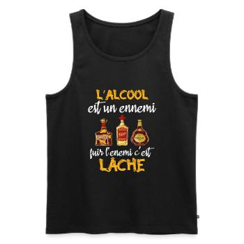 L'alcool est un ennemi - Débardeur bio Premium Homme - noir - Devant - AI Model Male 178 light (178cm)