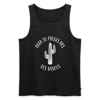 Papa tu piques, pas de bisous ! - Débardeur bio Premium Homme - noir - Devant - AI Model Male 178 light (178cm)
