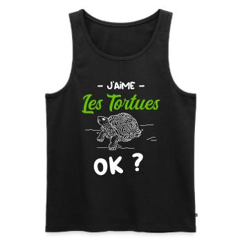 Oui Les Tortues je les Aime - Débardeur bio Premium Homme - noir - Devant - Michal (187cm)