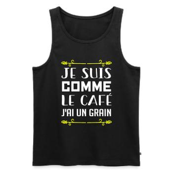 Je Suis Comme Le Café J'ai Un Grain - Débardeur bio Premium Homme - noir - Devant - AI Model Male 178 light (178cm)