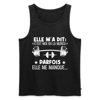 Musculation muscu cadeau drôle bodybuilding - Débardeur bio Premium Homme - noir - Devant - Michal (187cm)