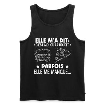 Elle a dit moi ou la bouffe elle me manque parfois - Débardeur bio Premium Homme - noir - Devant - Michal (187cm)