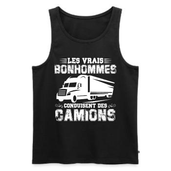 Les vrais bonhommes conduisent des camions - Débardeur bio Premium Homme - noir - Devant - Michal (187cm)