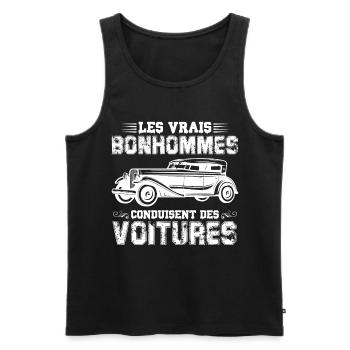 Les vrais bonhommes conduisent des voiturs - Débardeur bio Premium Homme - noir - Devant - Michal (187cm)
