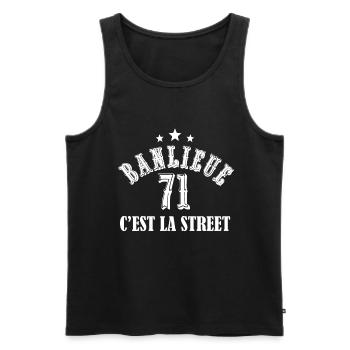 banlieue 71 c'est la street - Débardeur bio Premium Homme - noir - Devant - Michal (187cm)