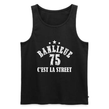 banlieue 75 c'est la street - Débardeur bio Premium Homme - noir - Devant - Michal (187cm)