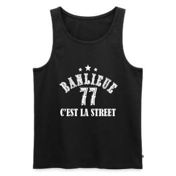 banlieue 77 c'est la street - Débardeur bio Premium Homme - noir - Devant - AI Model Male 178 light (178cm)