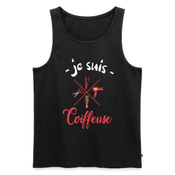 je suis coiffeuse - Débardeur bio Premium Homme - noir - Devant - AI Model Male 178 light (178cm)