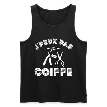 je peux pas je coiffe - Débardeur bio Premium Homme - noir - Devant - Michal (187cm)