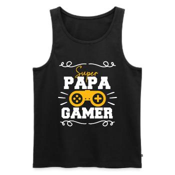 Super papa gamer - Débardeur bio Premium Homme - noir - Devant - Michal (187cm)