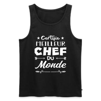 CERTIFIÉ MEILLEUR CHEF DU MONDE - Débardeur bio Premium Homme - noir - Devant - Michal (187cm)