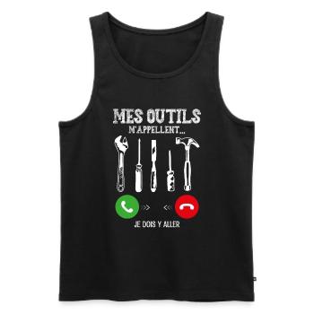 Mes outils M'appellent je dois y'aller - Débardeur bio Premium Homme - noir - Devant - Michal (187cm)