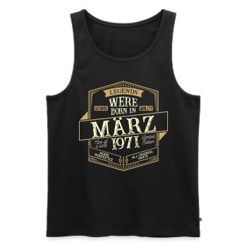 Mars 1971 Anniversaire Homme - Débardeur bio Premium Homme - noir - Devant - Michal (187cm)
