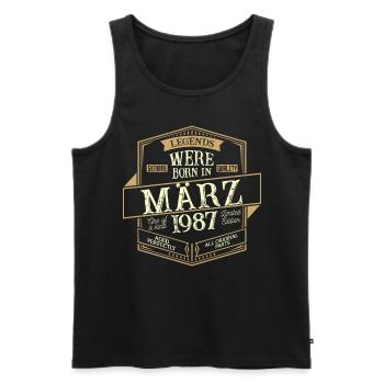 Mars 1987 Anniversaire Homme - Débardeur bio Premium Homme - noir - Devant - Michal (187cm)