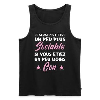 Je Serais Peut Être Un Peu Plus Sociable - Débardeur bio Premium Homme - noir - Devant - Michal (187cm)