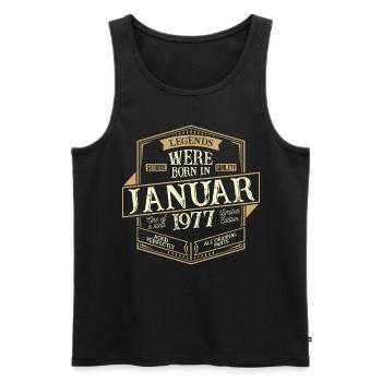 Januar 1977 Geburtstag Mann - Männer Premium Bio Tank Top - Schwarz - Vorne - Michal (187cm)