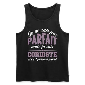 Pas parfaite mais cordiste - Débardeur bio Premium Homme - noir - Devant - AI Model Male 178 light (178cm)