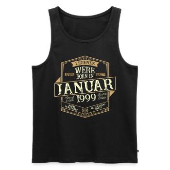 Janvier 1999 Anniversaire Homme - Débardeur bio Premium Homme - noir - Devant - AI Model Male 178 light (178cm)