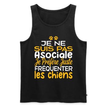 Je préfère juste fréquenter les chiens - Débardeur bio Premium Homme - noir - Devant - AI Model Male 178 light (178cm)