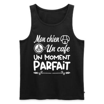 Mon chien,un café, moment parfait. Cadeau original - Débardeur bio Premium Homme - noir - Devant - Michal (187cm)