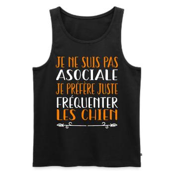 Je préfère juste fréquenter les chiens - Débardeur bio Premium Homme - noir - Devant - AI Model Male 178 light (178cm)