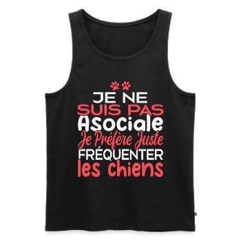 Je préfère juste fréquenter les chiens - Débardeur bio Premium Homme - noir - Devant - AI Model Male 178 light (178cm)