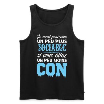 Je Serais Peut Être Un Peu Plus Sociable - Débardeur bio Premium Homme - noir - Devant - Michal (187cm)