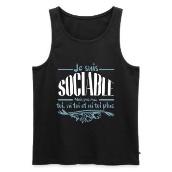 Je suis sociable mais pas avec toi - Débardeur bio Premium Homme - noir - Devant - AI Model Male 178 light (178cm)