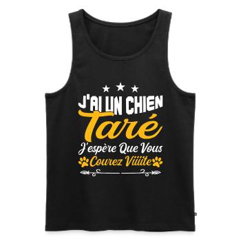 t-shirt j'ai un chien taré courez humour cadeau - Débardeur bio Premium Homme - noir - Devant - Michal (187cm)