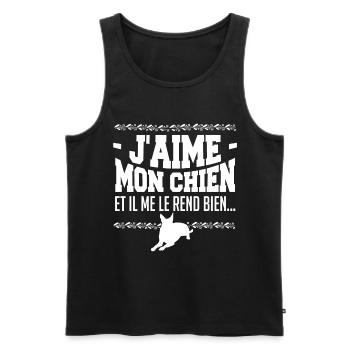 J aime mon chien et il me rend bien - Débardeur bio Premium Homme - noir - Devant - Michal (187cm)