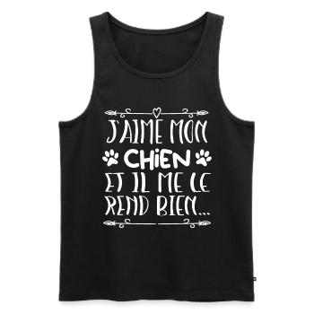 J aime mon chien - Débardeur bio Premium Homme - noir - Devant - Michal (187cm)
