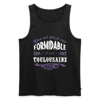 Toulouse humour ville cadeau toulousain, région - Débardeur bio Premium Homme - noir - Devant - AI Model Male 178 light (178cm)