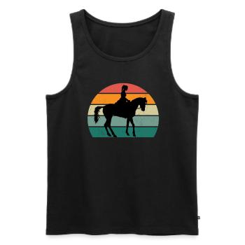Cavalière cavalière équitation poney écurie - Débardeur bio Premium Homme - noir - Devant - AI Model Male 178 light (178cm)