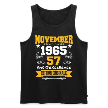 Novembre 1965 57 Ans Anniversaire Idée Cadeau - Débardeur bio Premium Homme - noir - Devant - Michal (187cm)