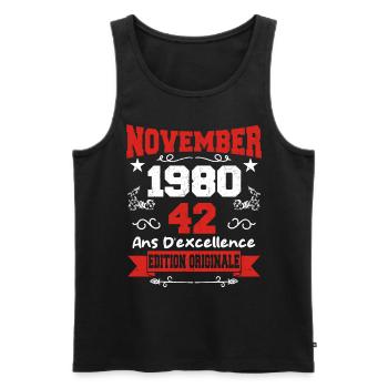 Cadeau D'anniversaire 42 Ans Novembre 1980 Rétro - Débardeur bio Premium Homme - noir - Devant - Michal (187cm)