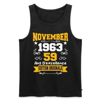 Novembre 1963 59 Ans Anniversaire Idée Cadeau - Débardeur bio Premium Homme - noir - Devant - Michal (187cm)