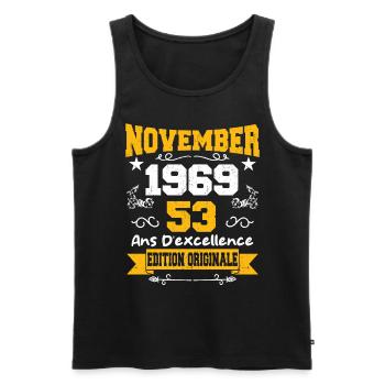 Novembre 1969 53 Ans Anniversaire Idée Cadeau - Débardeur bio Premium Homme - noir - Devant - Michal (187cm)