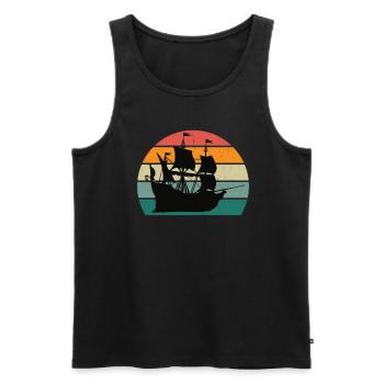 Ship Boat Boats Yachts Captain Ships - Men's Premium Organic Tank Top - black - Front - AI Model Male 178 light (178cm)