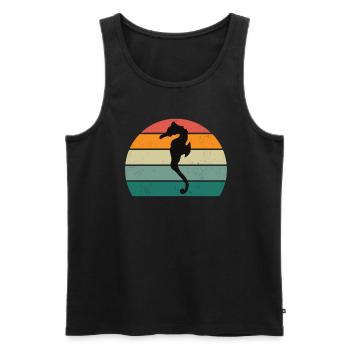 Hippocampes Eau Mer Océan Natation Chevaux - Débardeur bio Premium Homme - noir - Devant - Michal (187cm)