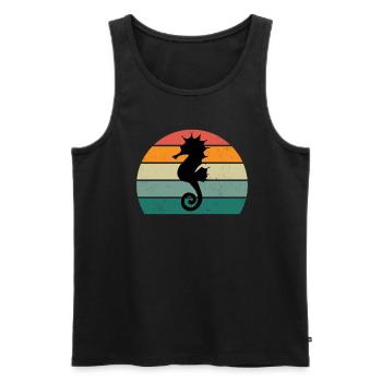 Hippocampes Eau Mer Océan Natation Chevaux - Débardeur bio Premium Homme - noir - Devant - Michal (187cm)