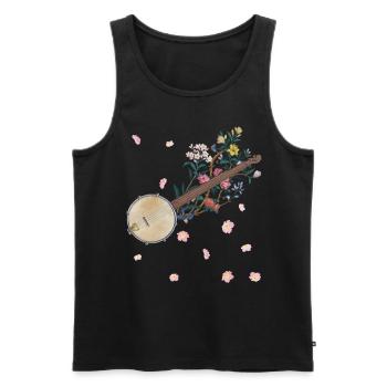 Banjo Fleurs Musique Country Fleuri - Débardeur bio Premium Homme - noir - Devant - Michal (187cm)